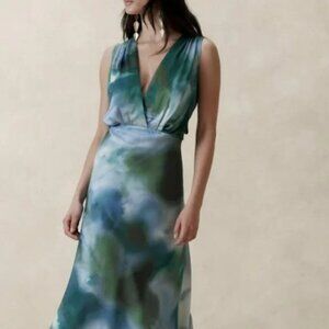 Jessie Satin Midi Dress Banana Republic